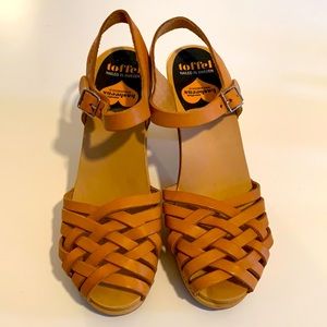Swedish Hasbeen braided sky high clog sandals.